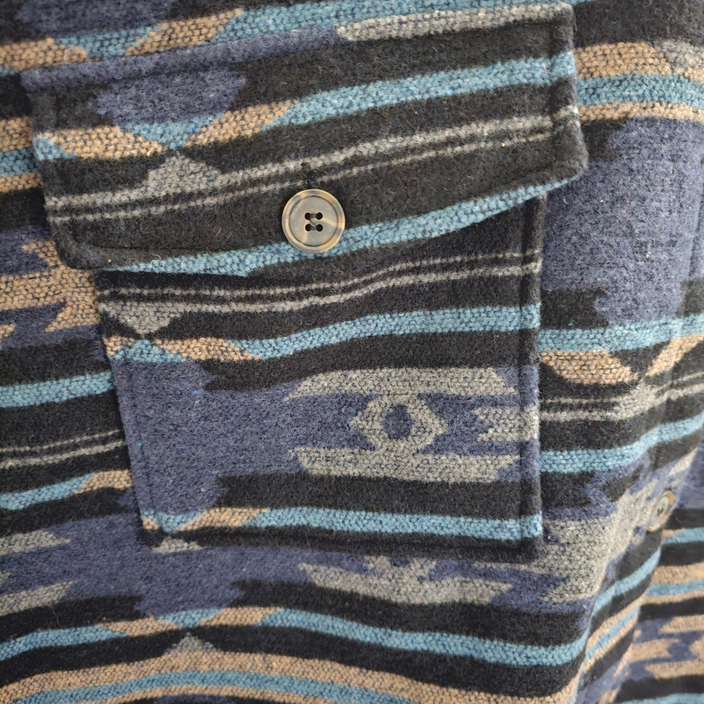 Western Aztec Blue Multicolor Pattern Shacket - Picture 5 of 11